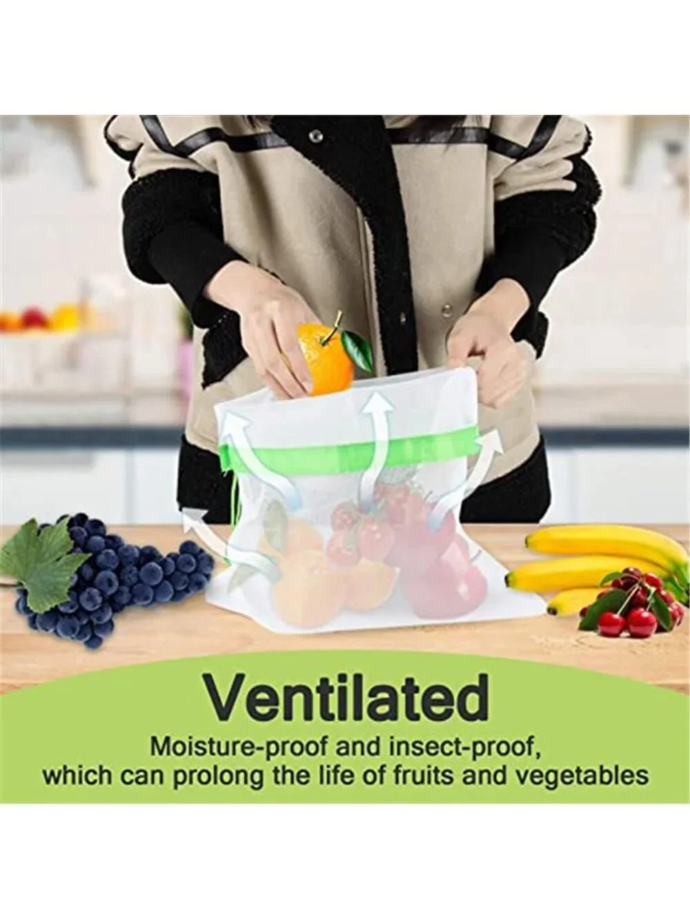 12PCS Reusable Produce Bags Mesh Produce Bags Drawstring Reusable